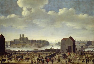 Ansicht der Brücke und des Quai de la Tournelle, ca. 1645 von Theodor Matham
